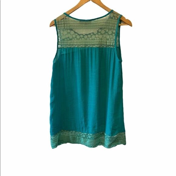 RED CORAL Teal Lace Top Lightweight SleevelessTank - Picture 2 of 7